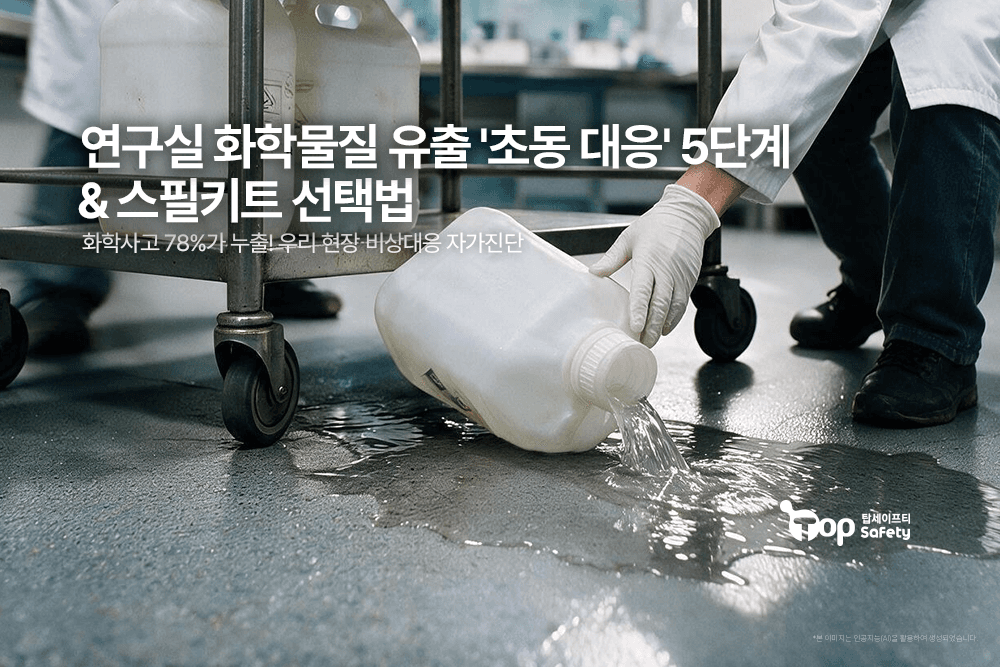 연구실 화학물질 유출 초동 대응 5단계 & 스필키트 선택법